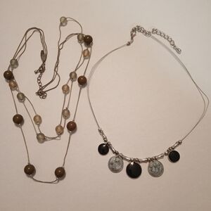 #597.   2 Piece Enamel And Multi Strand Beaded Necklace